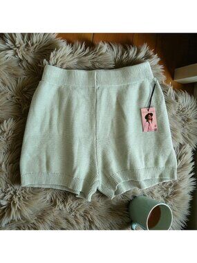 SINCERELY JULES Pistachio Green Knit Cozy Shorts Size XL NEW NWT